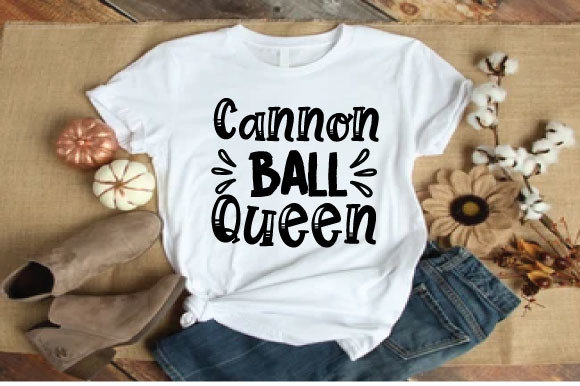 Cannon Ball Queen: A Bold Graphic Design Asset for T-Shirt Designs and Content Publishing