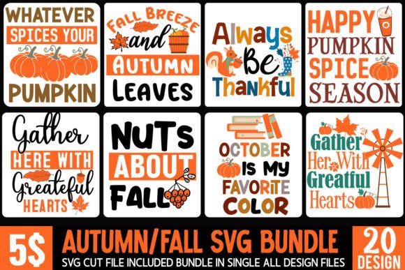 Fall SVG Bundle & Thanksgiving SVG Graphics for T-Shirt Designs