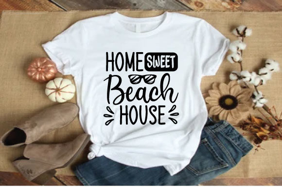 Home Sweet Beach House: Coastal Graphics for T-Shirt Designs & Visual Branding