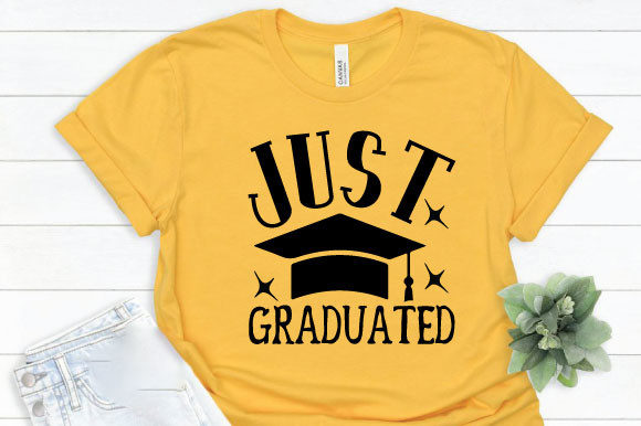 Just Graduated: A Fresh Graphic Design Asset for T-Shirt Designs and Marketing Visuals