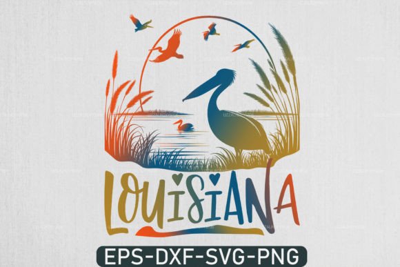 Louisiana Pelican Sunset: A Vibrant Graphic for T-Shirt Designs & Local Branding