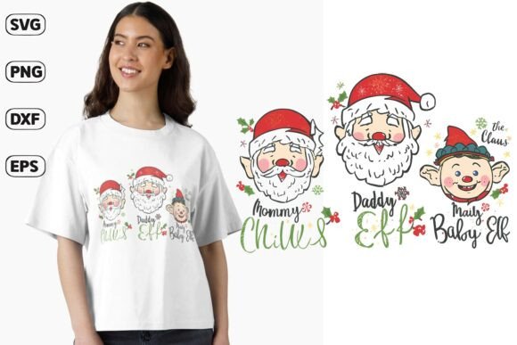 Mommy Claus Daddy Elf Baby Elf SVG PNG: A Festive Graphic for Holiday Content & T-Shirt Designs