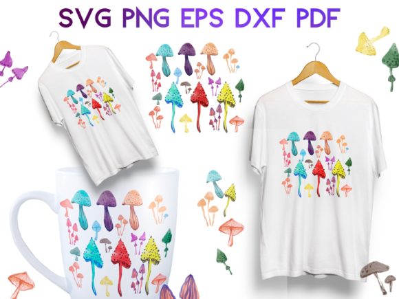 Mushrooms Sublimation Clipart SVG Review for Real Embroidery Use