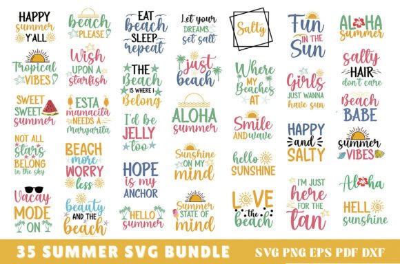 Summertime Beach Quotes SVG Bundle: Fresh Graphics for T-Shirt Designs & Seasonal Marketing