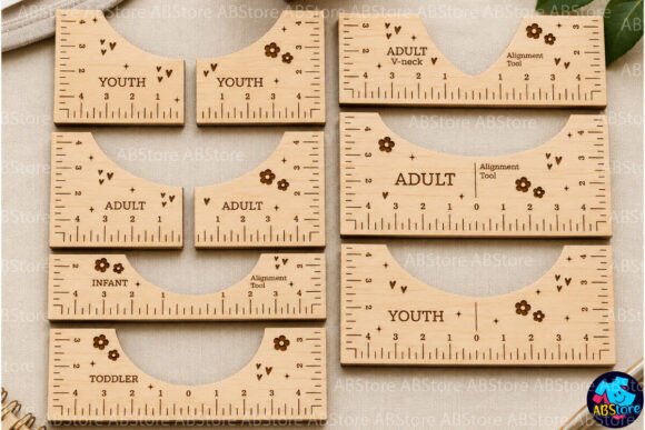 T-shirt Alignment Tool & Ruler Bundle for Laser Cutting & Other Art