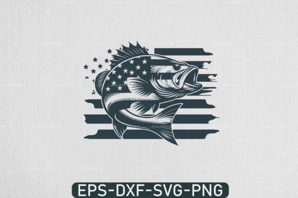 USA Bass Fishing SVG for T-Shirt Designs & Craft Graphics